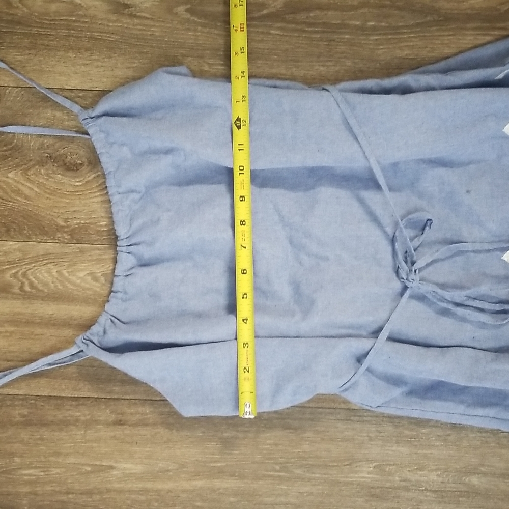 Paper Crane Denim/Embroidered Tie Strap and Belted Dress Size M - Picture 4 of 5